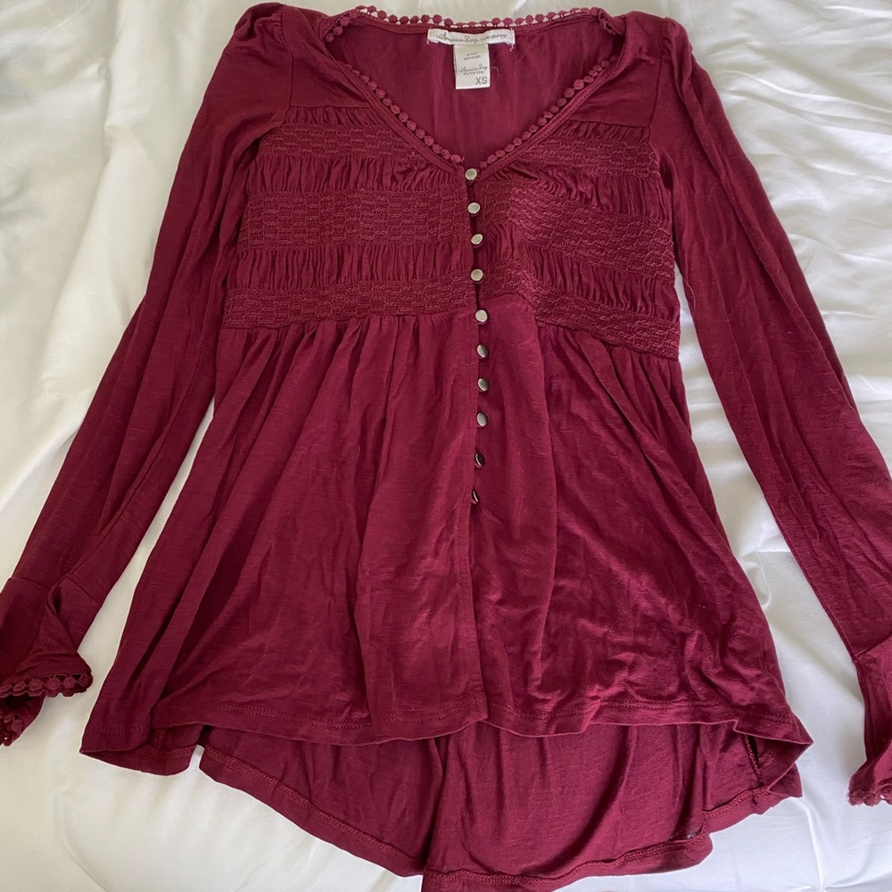 Maroon American Rag long sleeve blouse